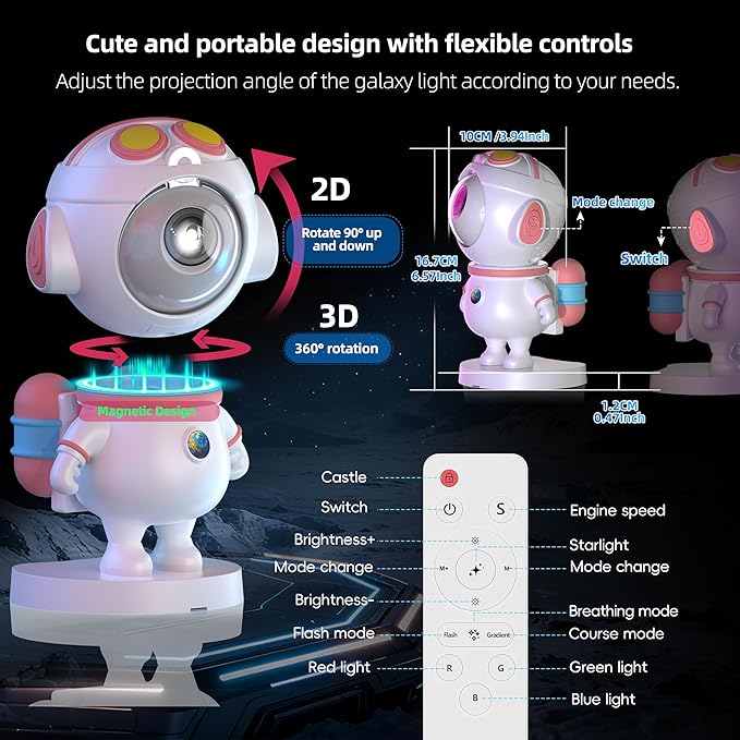 Galaxy Night Light - Astronaut Space Projector, Star Projector,Starry Nebula Ceiling LED Lamp with Timer and Remote,APP Control， Kids Room Decor Aesthetic, for Birthdays,Christmas APP Control