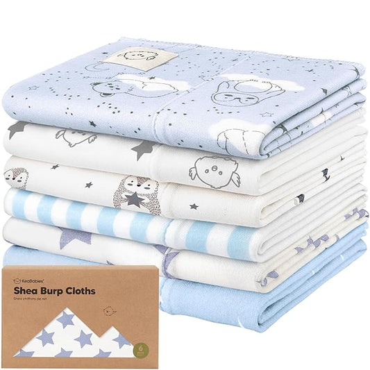 Organic Burp Cloths Baby Boy, Girl - 6-Pack Large Cotton Burping Cloths for Babies, Spit Up Rags, Super Absorbent, Ultra Soft Newborn Rag, Gender Neutral, Machine Washable, Durable(Constellation)