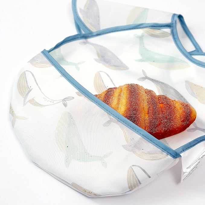 Feeding Bibs for Baby,3 Pack-Waterproof & Easy Clean Feeding Bibs for Toddlers & Infant,Reversible Pockets