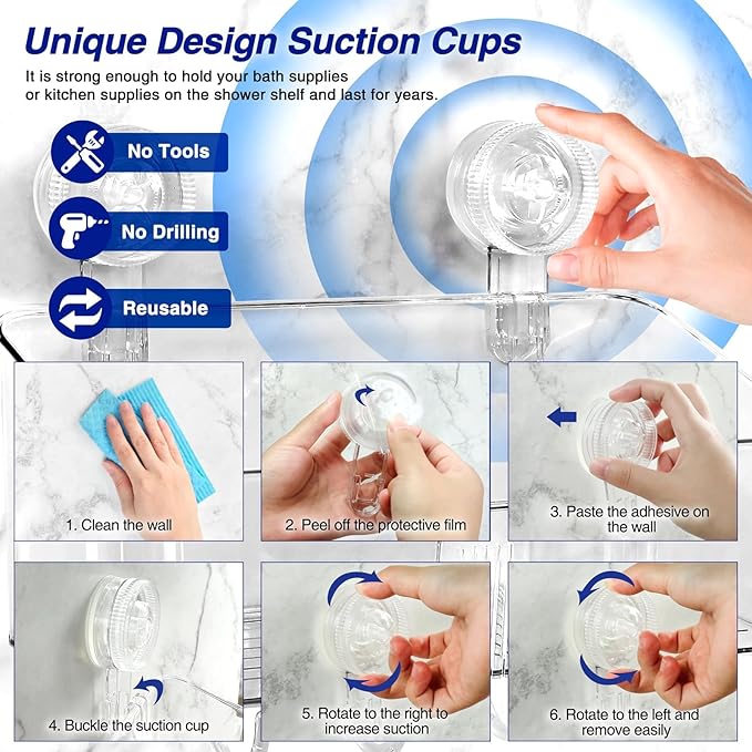 Clear Bath Toy Storage With Suction Cup,Large Bath Toy Holder,Reusable Bath Toy Organizer,Suction Cup Shower Caddy,Remove Without Adhesive