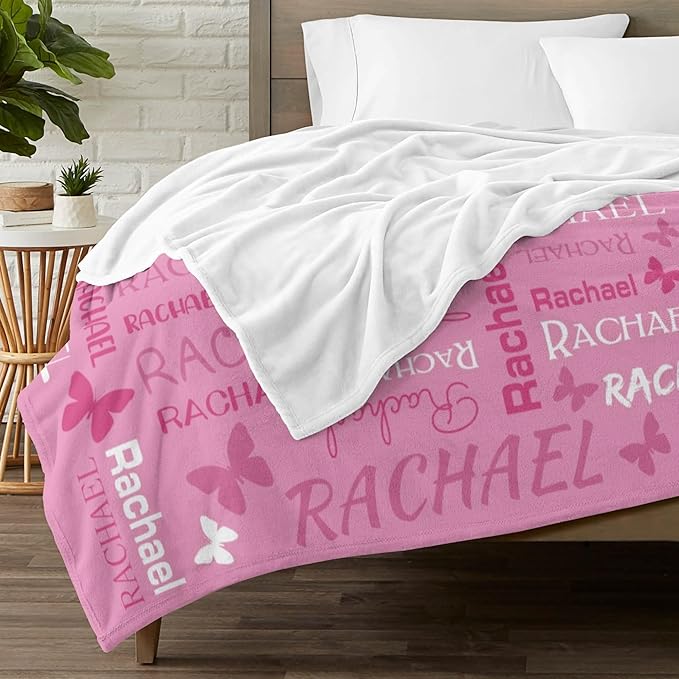 Personalized Throw Blanket with Name Custom Blankets Customized Baby Blanket for Girls Kids Adult Birthday Gift