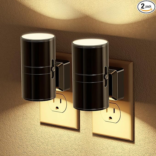 JandCase Night Light, LED Night Lights Plug into Wall, 2 Pack Automatic Nightlight with Light Sensor, 3000K Soft White 0-100LM Dimmable Modern Nightlight for Kids Bedroom Hallway