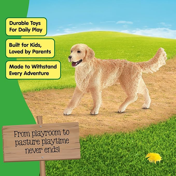 Schleich Farm World - Farm Animal Toys for Kids and Toddlers - Golden Retriever Toy Dog Figurine - Ages 3+
