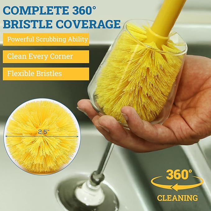 KLEEN HANDLER Goblet Cleaning Brush | Bottle Brush for Cleaning Glasses and Jars, Durable Bristles and Long Handle