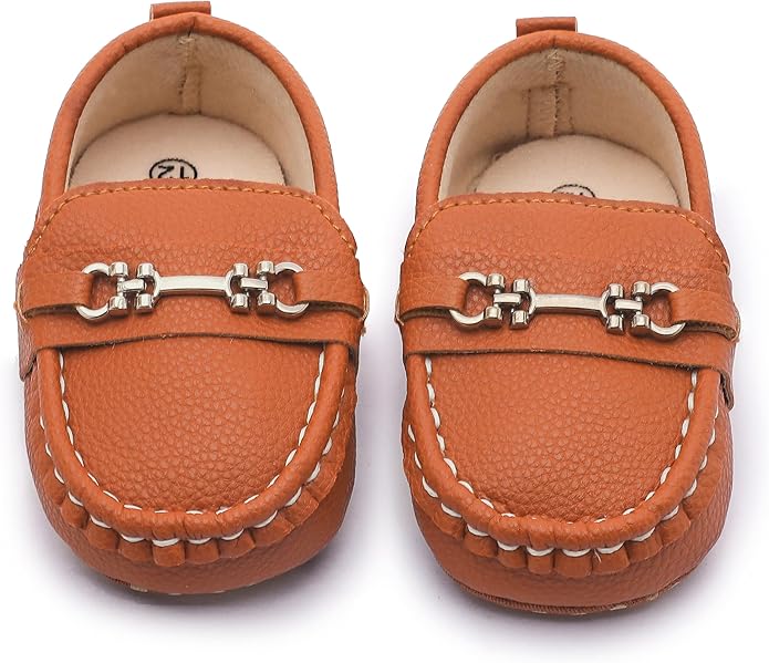 LONSOEN Baby Girls Boys Loafers Prewalker Dress Crib Shoes