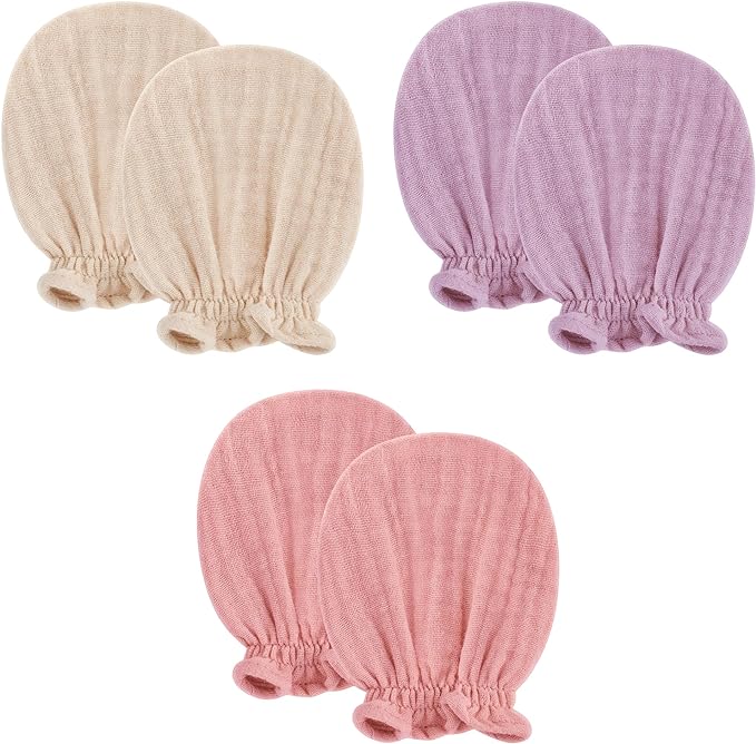 Pro Goleem Muslin Baby Mittens for Newborn, 100% Cotton No Scratch Soft Breathable Gloves for Boys and Girls 0-6 months