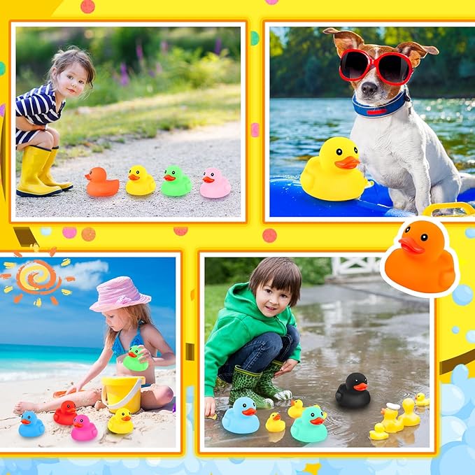 Lenwen 12 Pcs 5 Inch Rubber Ducks No Hole Waterproof Multicolor Large Duck Bath Toy with Sealed Plug Without Hole Bathtub Floating Bath Duck for Birthday Party Decoration Gift Swimming Pool