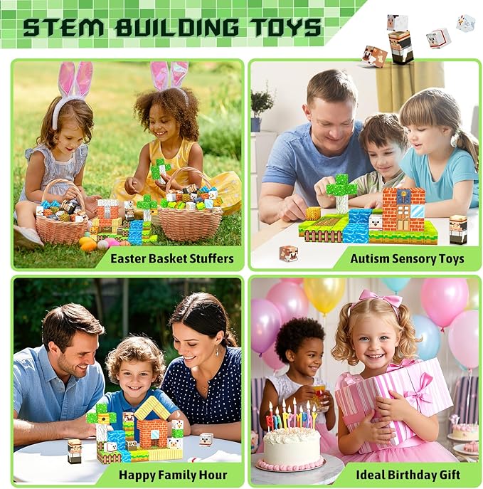 Magnetic Blocks,Creative Building Toys for Kids, STEM Sensory Toys for Ages 3-5, 5-7, 8-13, Christmas Birthday Gifts for Boys & Girls