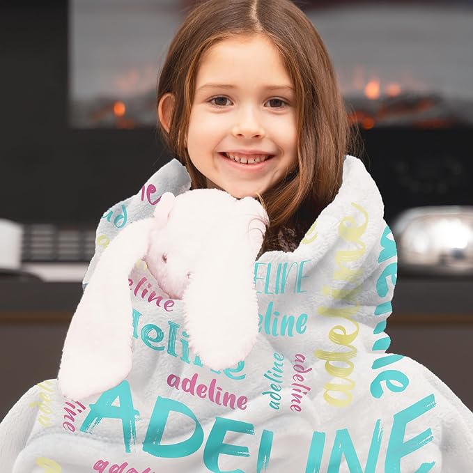 Anti Pilling Name Blanket, Personalized Blankets for Kids, Custom Throw Blanket with Name for Adult, Customized Baby Name Blanket, Personalized Baby Gifts for Birthday Christmas Valentines Day