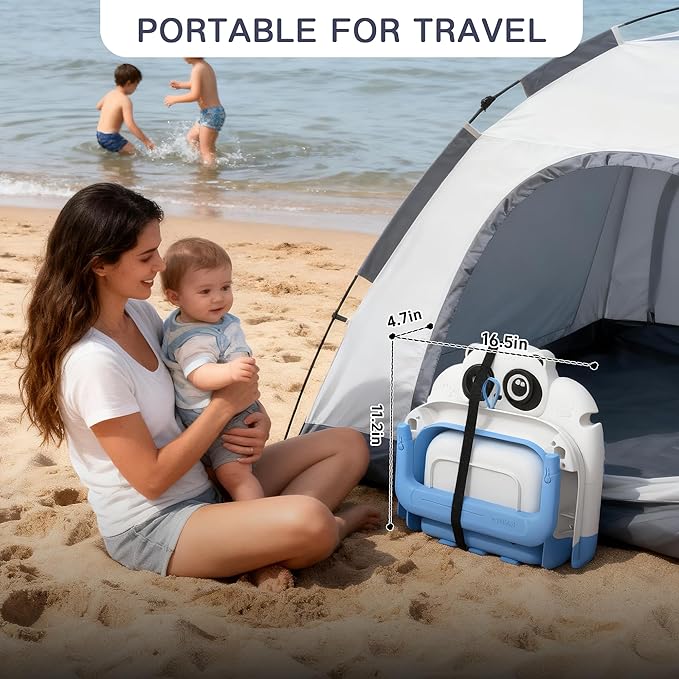 Collapsible Baby Bathtub for Newborn, Baby Bath Tub with Thermometer & Soft Floating Cushion & Drain Hole for Infant to Toddler, Portable Travel Bathtub with No-Slip Feet for 0-36 Months-Blue