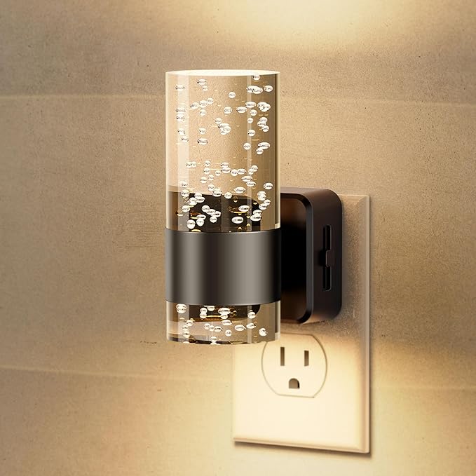 JandCase Night Light, Night Lights Plug into Wall,3000K LED Nightlight with 0-100LM Adjustable Brightness, Automatic Night Light Plug in with Light Sensor for Bathroom Hallway Room Decor