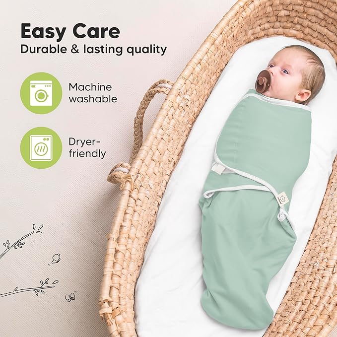 3-Pack Organic Baby Swaddle Sleep Sacks - Swaddles for Newborns, Infant 0-3 Months, Baby Girls, Boys, Soft & Snug Newborn Sleep Sack, Nursery Swaddling Blankets (Sage)