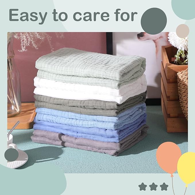 Peryiter 6 Pcs Muslin Hooded Baby Towels, 32"x 32" Cotton Newborn Bath Towel Muslin Infant Baby Blankets Absorbent Unisex Newborn Registry Gift Essentials for Girls Boys (Blue Series)