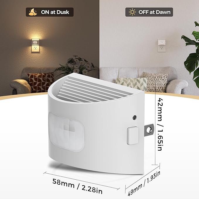 DORESshop LED Night Light[2 Pack], Night Lights Plug into Wall, 3 Mode Plug in Night Light with Motion Sensor, Dusk to Dawn Sensor, Nightlights for Adults, Bedroom, Bathroom, Hallway, White Cover