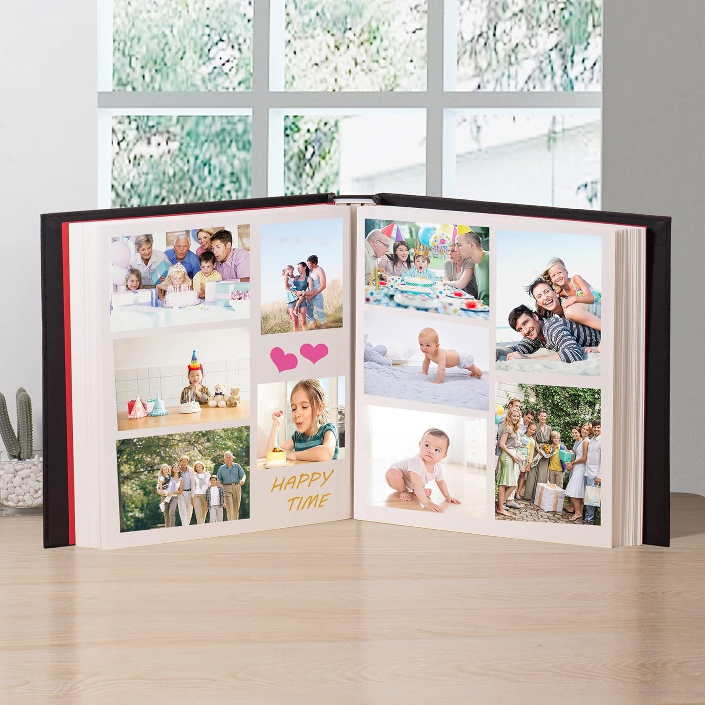 Large Photo Album Self Adhesive 4x6 8x10 10x12 Scrapbook Magnetic Album DIY Scrapbook Length 13 x Width 12.8 (Inches) 120 Sticky Pages Linen Cover DIY Photo Album(Black)