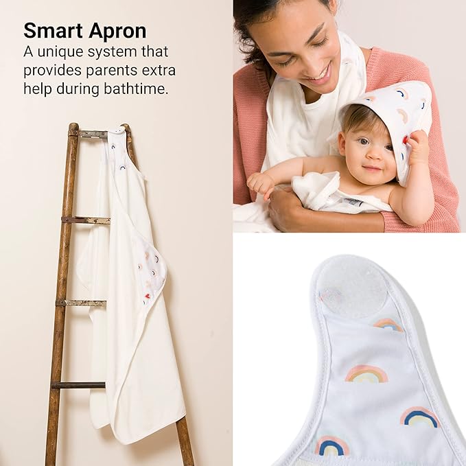 BabyToLove Extra Large Smart Baby Towel | Parents Stay Dry | Rainbow