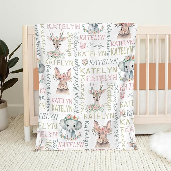 Personalized Baby Blanket - Custom With Name for Girls and Boys, Super Soft Plush Fleece, Personalized Gifts for Newborn