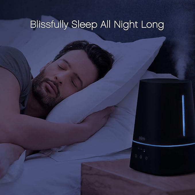 Pure Enrichment HUME Max - Easy Top-Fill Ultrasonic Cool Mist Humidifier, 3.7-L (1 Gallon) Water Tank, 3 Mist Settings, & Auto Shut-Off Timer - Ideal for Large Bedrooms, Nurseries & Dry Areas (Black)