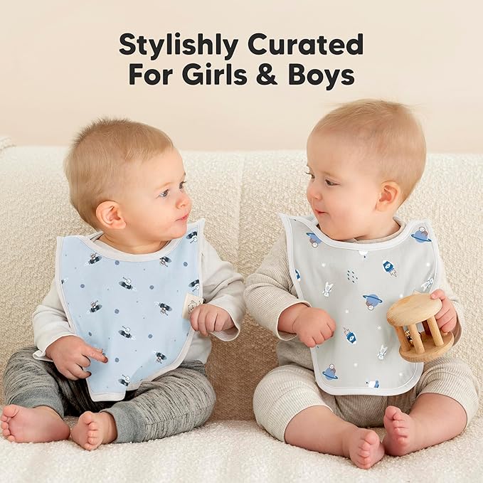 8-Pack Baby Bibs for Boys, Girls - Pullover Bibs for Drooling Teething Baby Girl & Boy Toddler, Newborn, Soft & Absorbent, Cute Colors, Large Torso Coverage Keep Infant Clean & Dry (Cosmo)