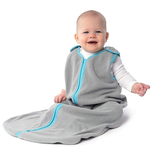 baby deedee Sleep Nest Fleece Baby Sleeping Bag, Gray Aqua, 0-6 Month