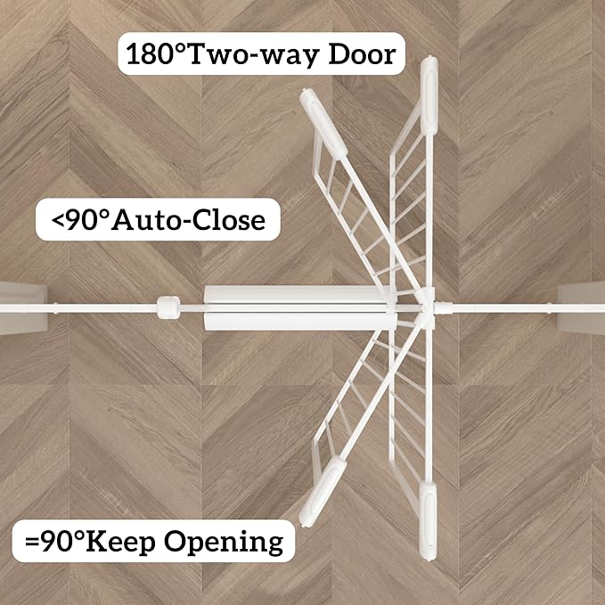 Extra Wide Baby Gates for Doorways 62.20"-71.65" Extra Wide Baby Gate Dog gate Pressure Mounted No Drilling with Walk-Through, Auto-Close & Dual-Direction Swing for Large Wide Opening White