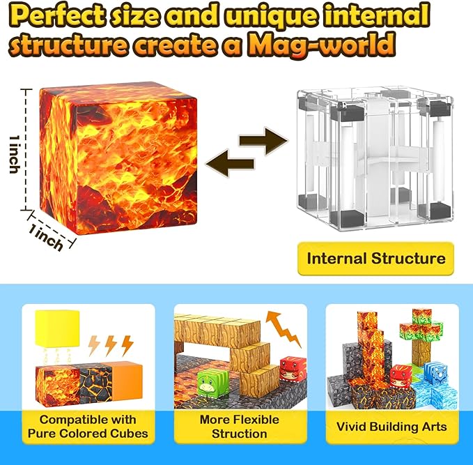 Magnetic Blocks-Build Mine Magnet World Dino Edition, Dinosaur Toys Magnet Building Blocks Jurassic Scenes Kids Toys for Boys 3-5 4-6 6-8 Magnetic STEM Construction Sensory Toddler Kids Games