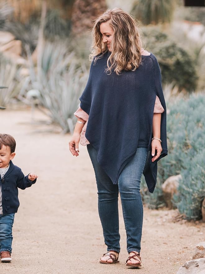 We are Amma | The Cocoon™ - Newborn Essentials Must Haves: Nursing Cover for Breast Feeding Essentials | Nursing Sweater Used as Breastfeeding Cover (Navy, Plus Size)