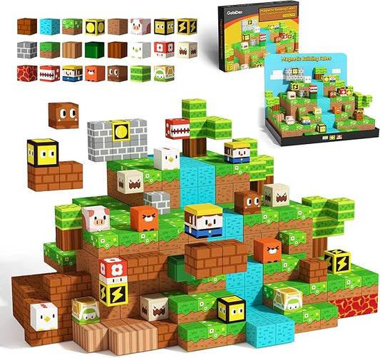 GobiDex Magnetic Blocks Kids Building Toys for Boys Girls 3+, Game-Based Build MagWonder with Magnet Construction Toys, Upgraded STEM Sensory Gift for Birthday (1 inch)