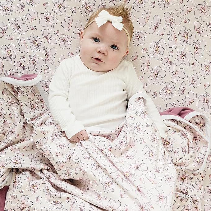 Pobibaby Premium Baby Blanket, Soft Stretchy Quilt for Babies, Toddlers, Kids (Blossom)