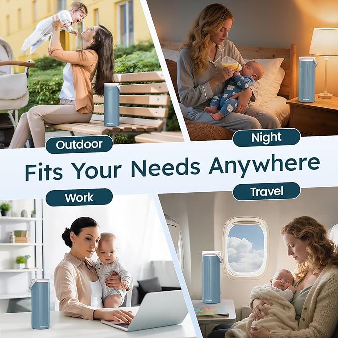 Portable Breast Milk Cooler for Travel, 22oz Large Capacity Breastmilk Chiller for Working Moms, 360° Cooling Keeps Milk Chilled 24 Hours, Includes 2 Baby Bottles, Breastfeeding Essentials