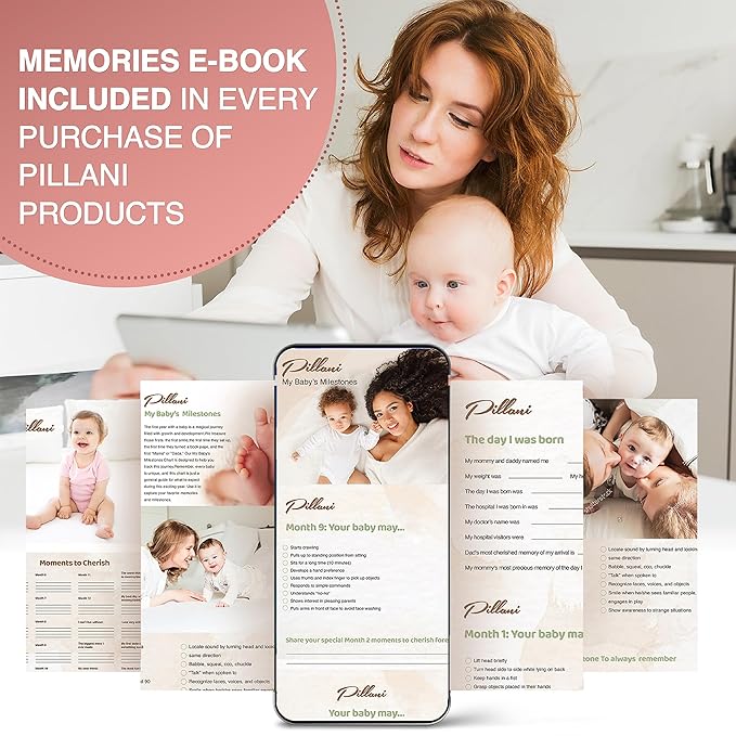 PILLANI Nursing Pillow for Breastfeeding & Bottle Feeding, Original Breast Feeding Pillow for Mom & Baby, Removable Cotton Cover, Adjustable Waist Strap, Baby Girl Boy Essentials Must Haves