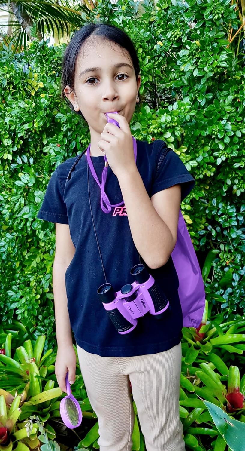 Adventure Kidz - Outdoor Exploration Kit, Children’s Toy Binoculars with Case, Flashlight, Compass, Fox Whistle, Magnifying Glass, Backpack. Great Kids Set for Camping, Hiking, STEM, Pretend Play.