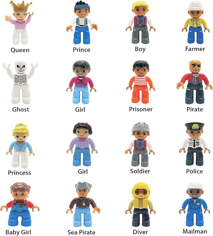 People Figures for Kids - Preschool Toys Building Blocks People Set for Kids - Compatible with Major Brands Building Blocks for Toddlers 1-6 - STEM Building Toys - (16 Toy Figures People)