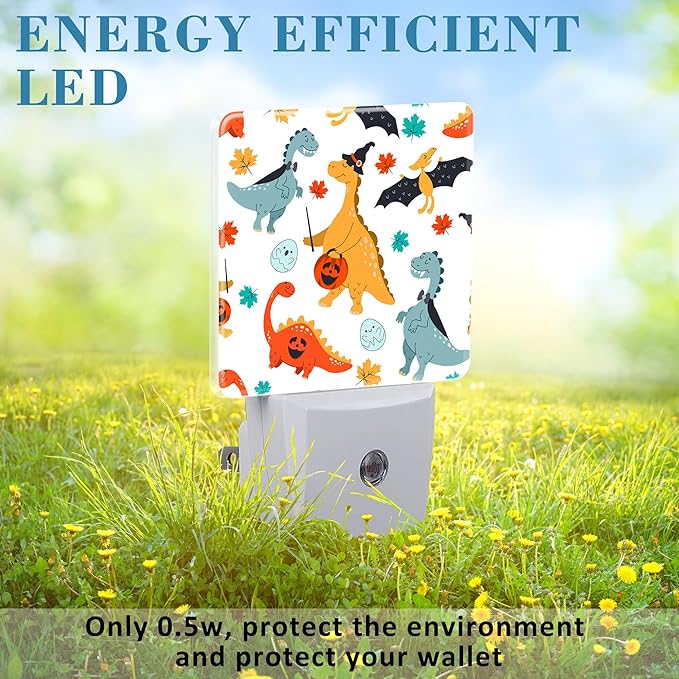 Halloween Cute Dinosaur Night Light for Kids, LED Night Light Plug into Wall with Dusk to Dawn Sensor for Girls Boys Women Men Room Decor, Hallway, Kitchen, Bathroom, Nursery, Stairs