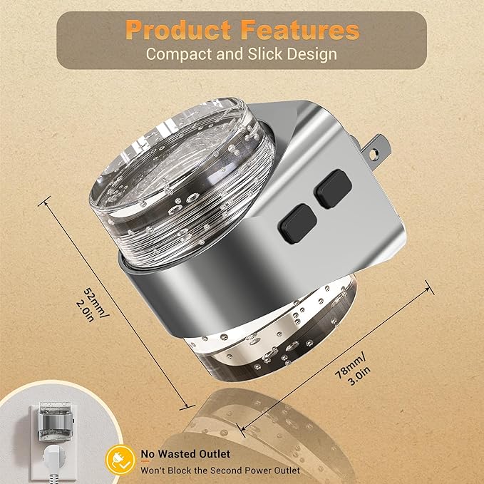 JandCase LED Night Light, Bubble Night Lights Plug into Wall, [2 Pack]Night Light3000K/4000K/5000K & 3 Brightness Levels, Dimmable Nightlight with Dusk to Dawn Sensor for Bathroom Hallway Bedroom