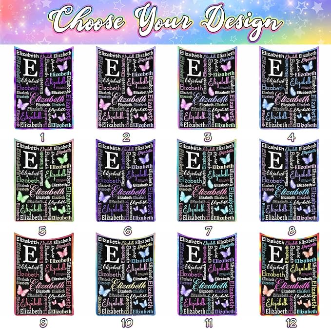 Personalized Baby Blanket for Girls with Name, Custom Name Blanket Butterfly Pattern for Daughter Son, Lightweight Fuzzy Fluffy Baby Blankets for Infant Toddler Newborn Unisex Crib Cot Stroller