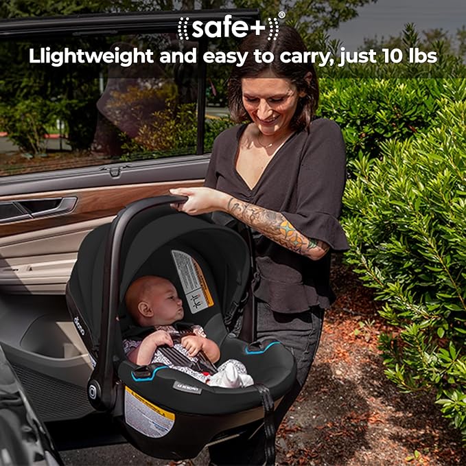 Diono LiteClik30 XT SafePlus Infant Car Seat and Base, Rear-Facing for Infants 4-30lbs, SafePlus Engineering, with Infant Insert, UPF 50+ Sunshade (Black Storm)