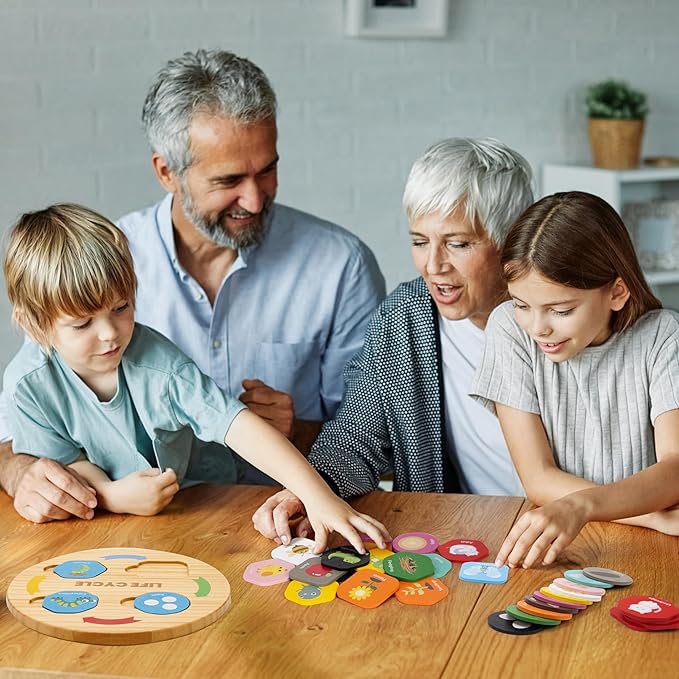 Woodtoe Life Cycle Toys for Kids, 12 Themes Montessori Preschool Science Center Materials, Wooden Learning & Educational Toys for Toddlers, Learning Game Travel Gift STEM Toys for Boys Girls Age 3-6