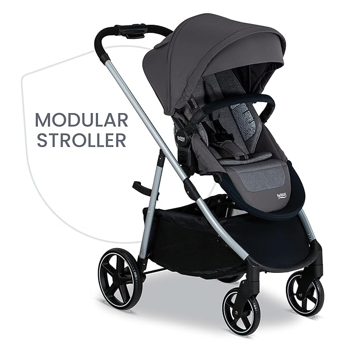Britax Grove™ Modular Stroller, Lightweight Stroller with CozyFit™ Insert and Bumper Bar, 6 Ways to Ride, SafeWash, Pindot Stone