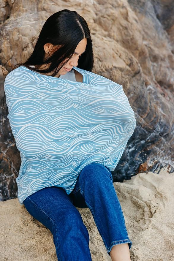 Copper Pearl Multi-Use Cover: Car Seat Covers, Nursing Cover, and Stroller Cover for Sun - Stretchy Fabric, All-Season Use, Stylish Designs, Easy Access for Moms - Surf