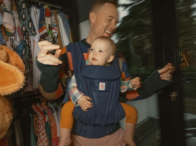 Ergobaby Omni Deluxe Baby Carrier Newborn to Toddler - Breathable Baby Carriers for Summer - All-Position Carrier with Enhanced Lumbar Support & Airflow (7-45 Pounds), Mesh, Midnight Blue