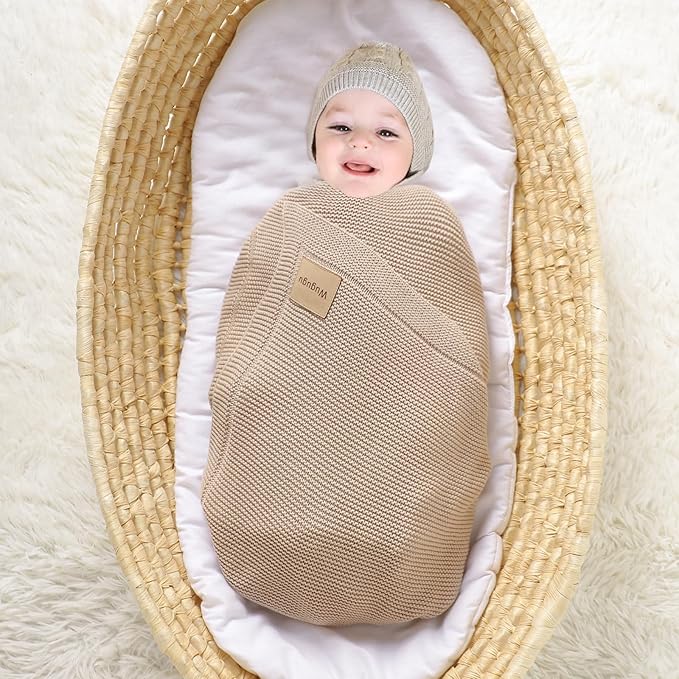 Baby Blanket 30 x 40 Inch Soft Knit for Boys & Girls Cotton Nursery Swaddling Blankets Toddler Knitted Crochet Receiving Crib