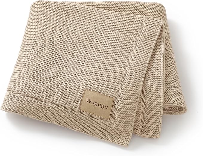 Baby Blanket 30 x 40 Inch Soft Knit for Boys & Girls Cotton Nursery Swaddling Blankets Toddler Knitted Crochet Receiving Crib