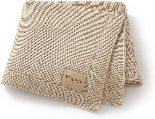 Baby Blanket 30 x 40 Inch Soft Knit for Boys & Girls Cotton Nursery Swaddling Blankets Toddler Knitted Crochet Receiving Crib