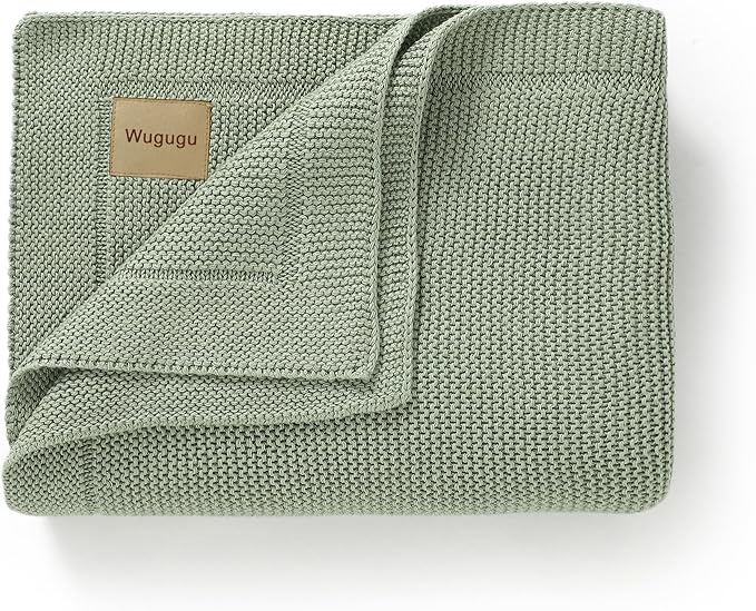 Baby Blanket 30 x 40 Inch Soft Knit for Boys & Girls Cotton Nursery Swaddling Blankets Toddler Knitted Crochet Receiving Crib