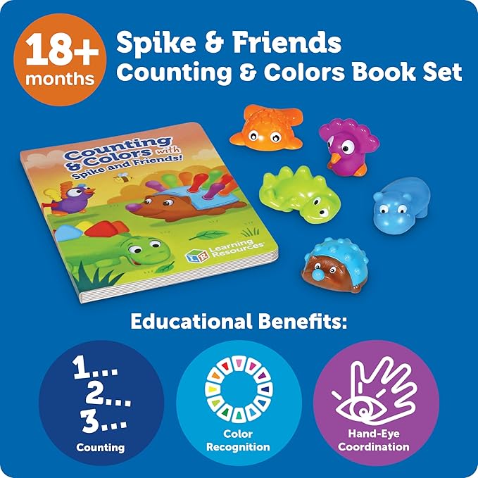 Learning Resources Spike and Friends Counting & Colors Book Set - 6 Pieces, Age 18 Month+ Toddler Activities, Educational Toys Set, Color Teaching Toys