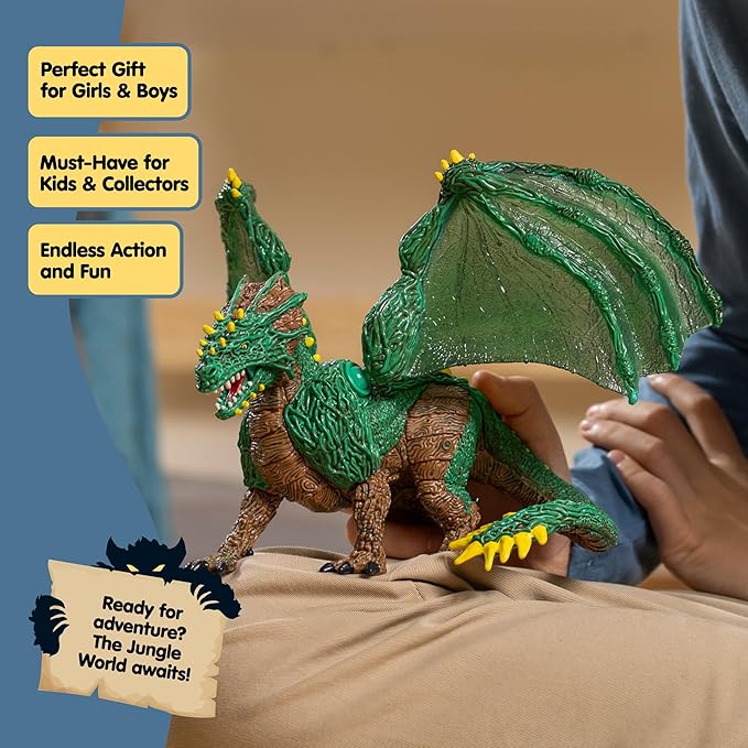 Schleich Eldrador Creatures - 11" Jungle Dragon Toy - Movable Wing Action Figure for Boys and Girls - Mythical Creature Figures - Fantasy Beast Figurine - Monster Dragon Toys - Kids Ages 7+ | 70791