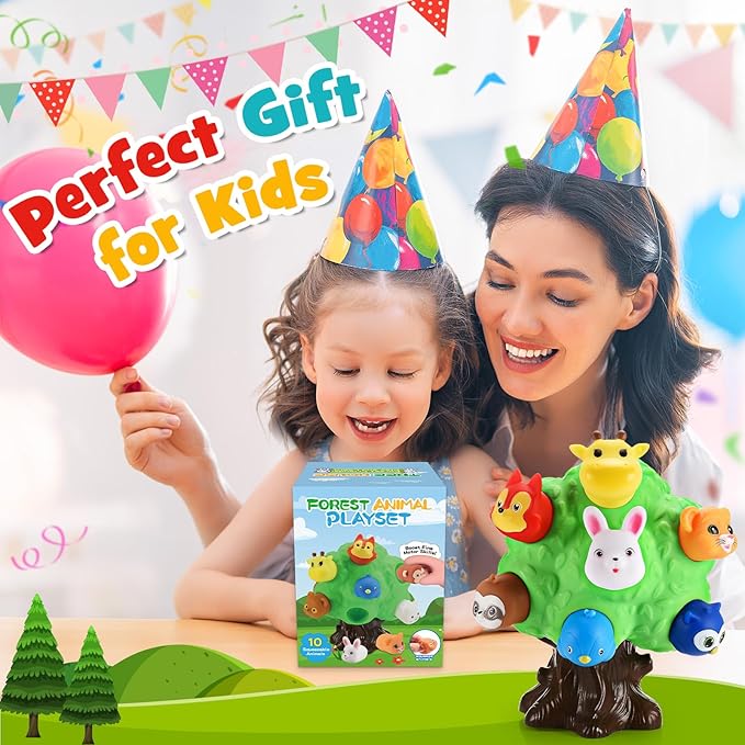 Gifts for 1-5 Year Old Boys, Toddler Toys Farm Animal Learning Toy for Toddlers 1-6 Forest Animal Playset Montessori Toys for 2-6 Girls Sensory Birthday Gifts for Boys