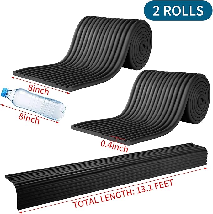 MABOZOO 8'' Extra Wide Seat Edge Cushion, 13.1 FT Length Foam Fireplace Cushion Soft Hearth Guard Bumper Pad Child Proof Padding Hearth Pad Edge Protector, Fireplace Baby Proofing for Baby (Black)