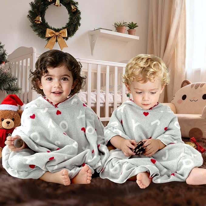 VOOVA & MOVAS Baby Hooded Towel Poncho with Ruffle Trim | Soft 100% Cotton | Absorbent Thick Towel for Bath, Swim, Beach & Winter | Cozy, Gray Joy